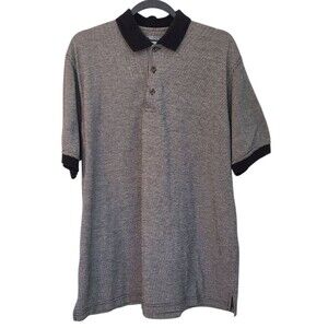 MunsingWear Polo Shirt Mens Large Black Striped Short Sleeve Golf Activewear